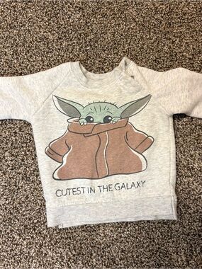 Star Wars Grey Sweatshirt with Green Baby Yoda and Brown Hoodie Graphic